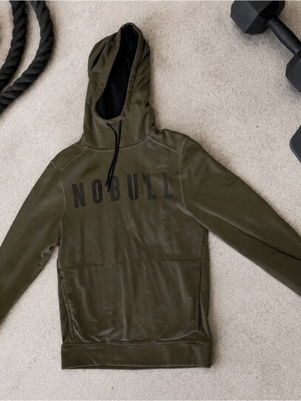 Men’s NOBULL Olive Green Pullover Hoodie – Size Men’s Small